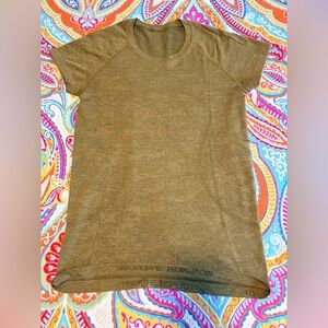 Lululemon Swiftly Tech Short Sleeve Running Top Olive Green Size 10